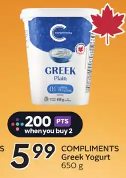 Sobeys COMPLIMENTS Greek Yogurt offer