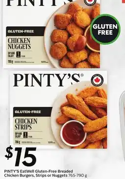 Sobeys PINTY'S EatWell Gluten-Free Breaded Chicken Burgers, Strips or Nuggets offer