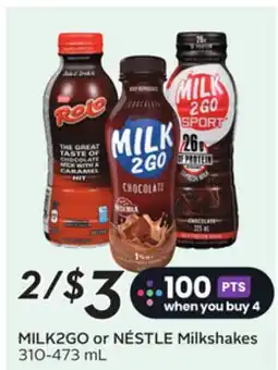 Sobeys MILK2GO or NÉSTLE Milkshakes offer