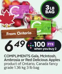 Sobeys COMPLIMENTS Gala, McIntosh, Ambrosia or Red Delicious Apples offer
