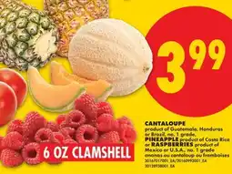 No Frills CANTALOUPE, PINEAPPLE OR RASPBERRIES, 6 OZ CLAMSHELL offer