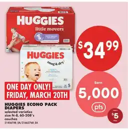 No Frills HUGGIES ECONO PACK DIAPERS, 60-208'S offer
