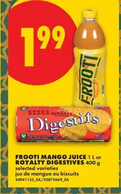 No Frills FROOTI MANGO JUICE, 1 L OR ROYALTY DIGESTIVES, 400 G offer