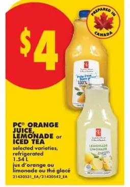 No Frills PC ORANGE JUICE, LEMONADE OR ICED TEA offer