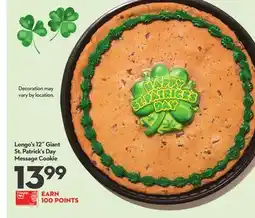 Longo's 12˝ Giant St. Patrick's Day Message Cookie offer