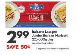 Longo's Lasagne Jumbo Shells or Manicotti offer
