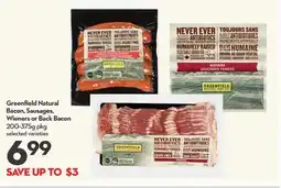 Longo's Natural Bacon, Sausages, Wieners or Back Bacon offer