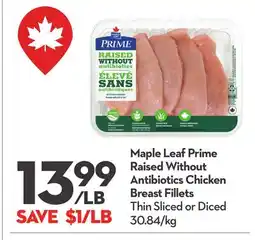 Longo's Prime Raised Without Antibiotics Chicken Breast Fillets offer
