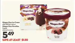 Longo's Ice Cream 414-450mL tub or Novelties 3 pack offer