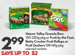 Longo's Granola Bars 130-230g pkg or Fruit by the Foot, Fruit Rollups or Fruit Gushers 128-141g pkg offer