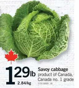 Fortinos SAVOY CABBAGE offer