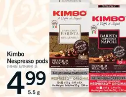 Fortinos KIMBO NESPRESSO PODS offer