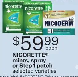 Fortinos NICORETTE mints, spray or Step 1 patch offer