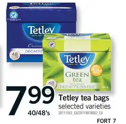 Fortinos TETLEY TEA BAGS, 40/48's offer
