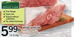 Fortinos WHOLE LAMB LEG offer