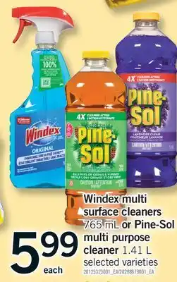 Fortinos WINDEX MULTI SURFACE CLEANERS, 765 ML OR PINE-SOL MULTI PURPOSE, 1.41 L offer