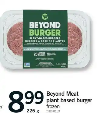 Fortinos BEYOND MEAT PLANT BASED BURGER offer