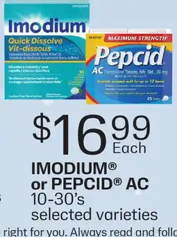 Fortinos IMODIUM OR PEPCID AC, 10-30'S offer