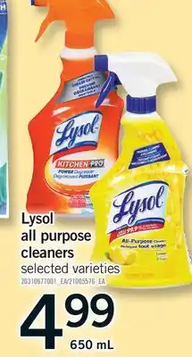 Fortinos LYSOL ALL PURPOSE CLEANERS offer