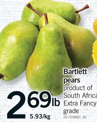 Fortinos BARTLETT PEARS offer