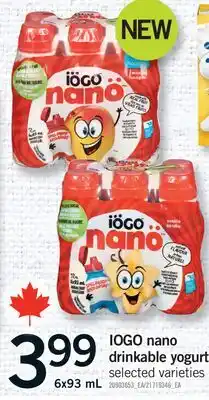 Fortinos IOGO NANO DRINKABLE YOGURT offer