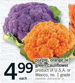 Fortinos PURPLE, ORANGE OR GREEN CAULIFLOWER offer