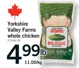 Fortinos YORKSHIRE VALLEY FARMS WHOLE CHICKEN offer