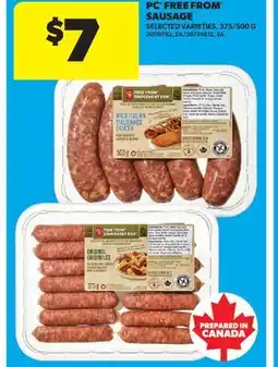 Real Canadian Superstore PC FREE FROM SAUSAGE, 375/500 G offer
