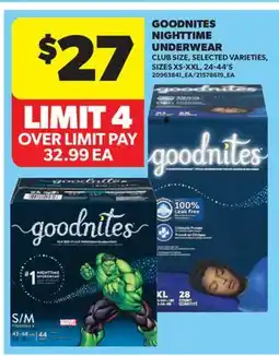 Real Canadian Superstore GOODNITES NIGHTTIME UNDERWEAR, 24-44'S offer