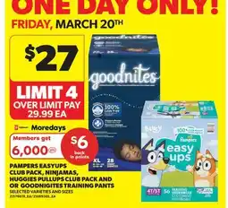 Real Canadian Superstore PAMPERS EASYUPS CLUB PACK, NINJAMAS, HUGGIES PULLUPS CLUB PACK AND OR GOODNIGITES TRAINING PANTS offer