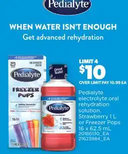 Real Canadian Superstore PEDIALYTE ELECTROLYTE ORAL REHYDRATION SOLUTION, STRAWBERRY, 1 L OR FREEZER POPS offer