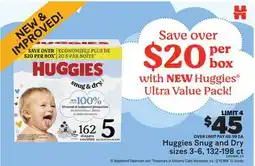 Real Canadian Superstore HUGGIES SNUG AND DRY SIZES, 3-6, 132-198 CT offer