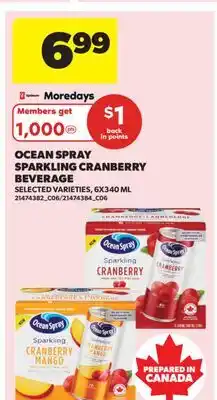 Real Canadian Superstore OCEAN SPRAY SPARKLING CRANBERRY BEVERAGE offer