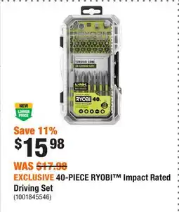 Home Depot EXCLUSIVE 40-PIECE RYOBI Impact Rated Driving Set offer