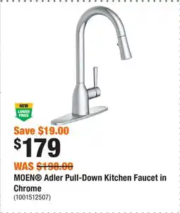 Home Depot MOEN Adler Pull-Down Kitchen Faucet in Chrome offer