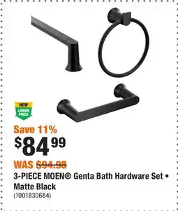 Home Depot 3-PIECE MOEN Genta Bath Hardware Set • Matte Black offer