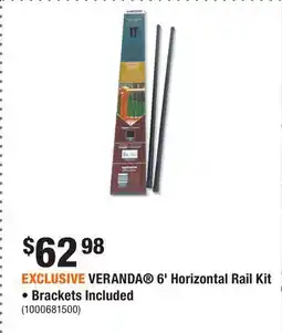Home Depot EXCLUSIVE VERANDA 6' Horizontal Rail Kit • Brackets Included offer