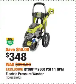 Home Depot EXCLUSIVE RYOBI 2500 PSI 1.1 GPM Electric Pressure Washer offer