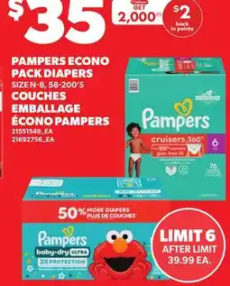 Independent Grocer PAMPERS ECONO PACK DIAPERS, SIZE N-8, 58-200'S COUCHES EMBALLAGE ÉCONO PAMPERS offer