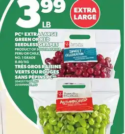 Independent Grocer PC EXTRA LARGE GREEN OR RED SEEDLESS GRAPES offer