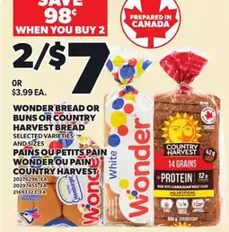 Independent Grocer WONDER BREAD OR BUNS OR COUNTRY HARVEST BREAD offer