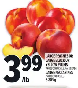 Metro LARGE PEACHES OR LARGE BLACK OR YELLOW PLUMS LARGE NECTARINES offer