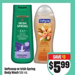 FreshCo Softsoap or Irish Spring Body Wash offer