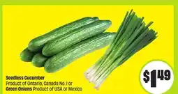 FreshCo Seedless Cucumber or Green Onions Product of Ontario, Canada No. 1 or Product of USA or Mexico offer