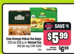 FreshCo Tata Orange Pekoe Tea Bags 220 pk 638 g - Vaisakhi or Ahmad Tea 100 pk offer