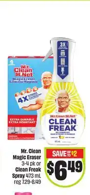 FreshCo Mr. Clean Magic Eraser 3-4 pk or Clean Freak Spray 473 ml offer