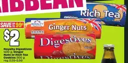 FreshCo Royalty Digestive 400 g, Ginger Nuts or Rich Tea Cookies 300 g offer