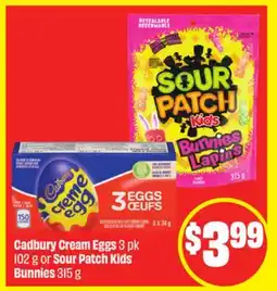 FreshCo Cadbury Cream Eggs 3 pk 102 g or Sour Patch Kids Bunnies 315 g offer