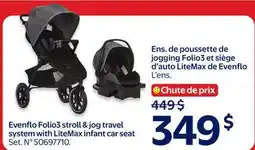 Walmart Evenflo Folio3 stroll & jog travel system with LiteMax infant car seat offer