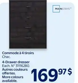 Walmart 4-Drawer dresser offer